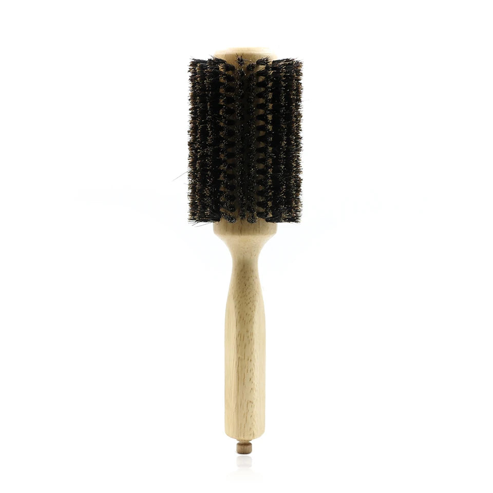 GoCute Wooden Boar Bristle Round Brush – 6 Sizes with Removable Tail for Professional Styling