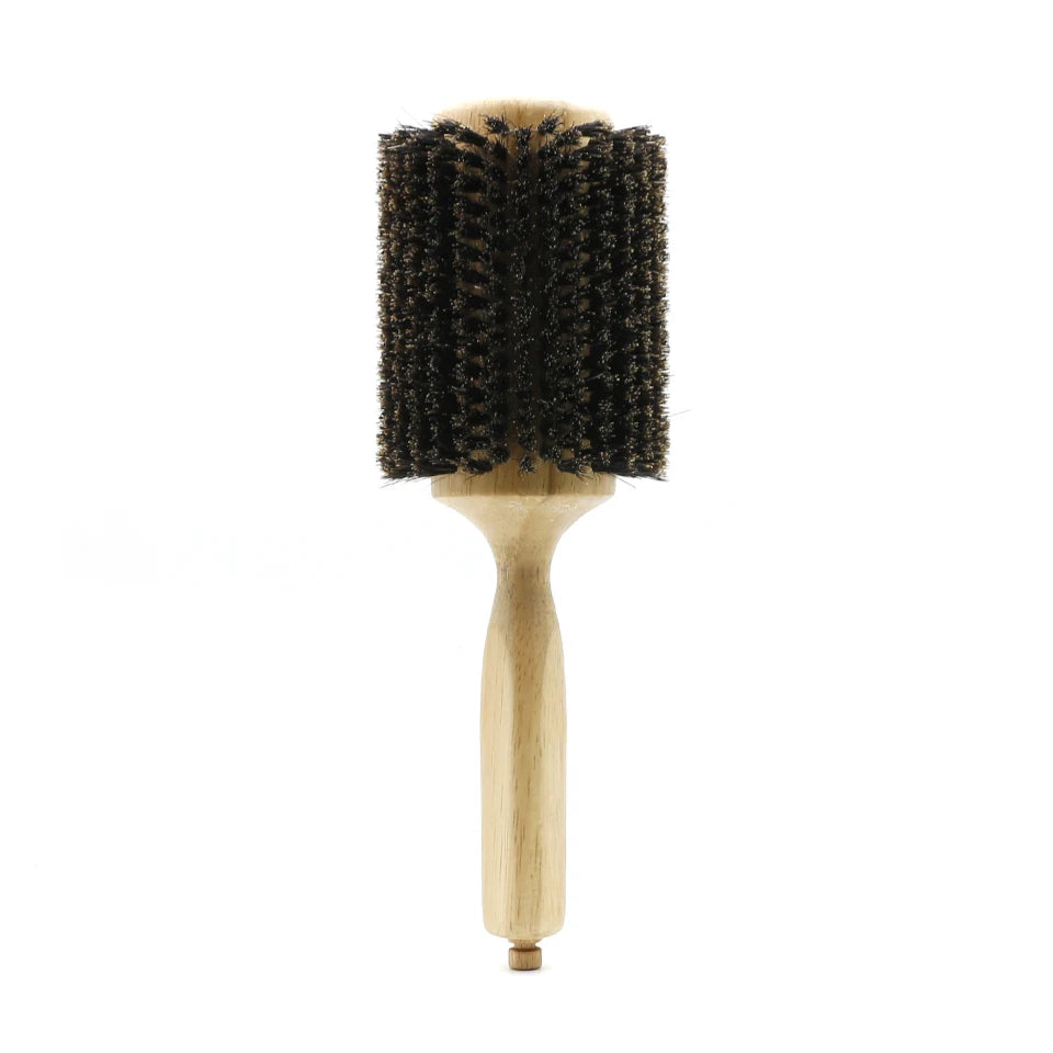 GoCute Wooden Boar Bristle Round Brush – 6 Sizes with Removable Tail for Professional Styling