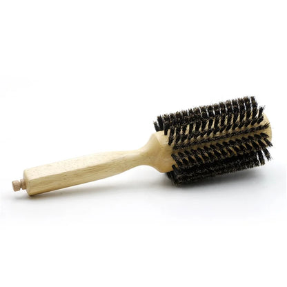GoCute Wooden Boar Bristle Round Brush – 6 Sizes with Removable Tail for Professional Styling