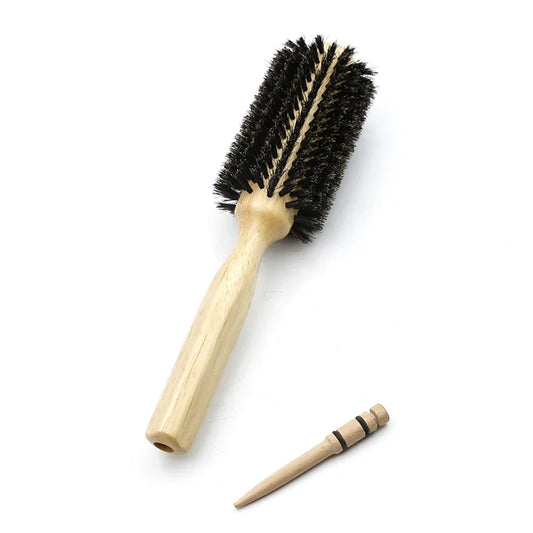 GoCute Wooden Boar Bristle Round Brush – 6 Sizes with Removable Tail for Professional Styling