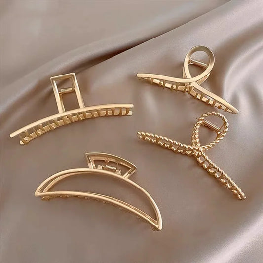 GoCute Metallic Cross Hair Claw – Korean-Inspired Elegant Hair Accessory