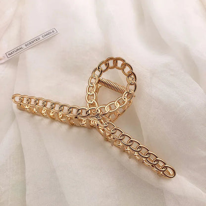 GoCute Metallic Cross Hair Claw – Korean-Inspired Elegant Hair Accessory