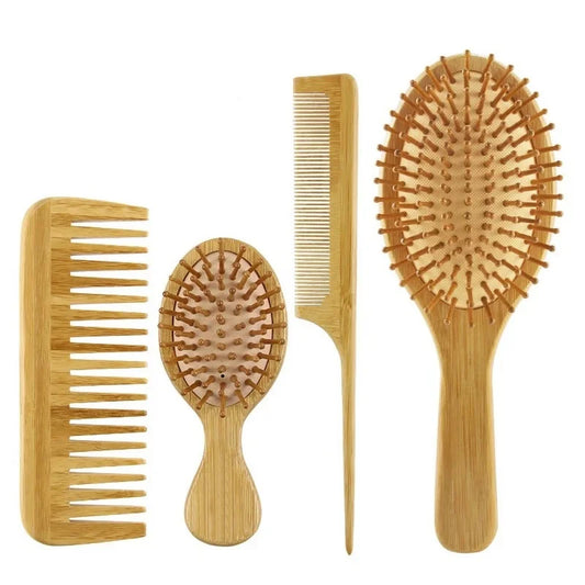 GoCute Natural Bamboo Hair Comb Set – Eco-Friendly Detangling & Massage Brush for All Ages