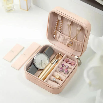 LuxeMini Travel Jewelry Case – Portable Leather Organizer for Rings, Earrings & Necklaces