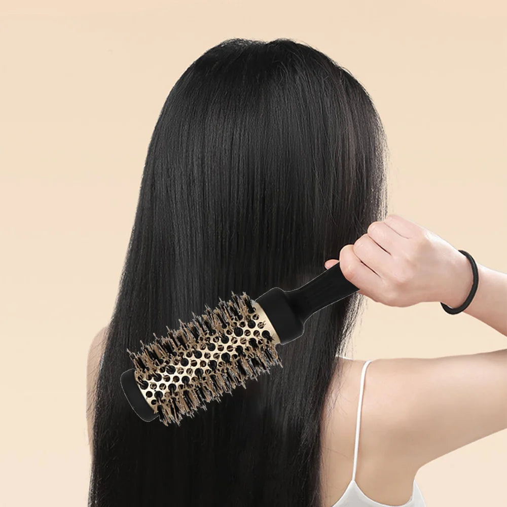 GoCute Professional Ceramic Round Brush – Heat-Resistant Styling Comb for Blow Dry & Salon Use